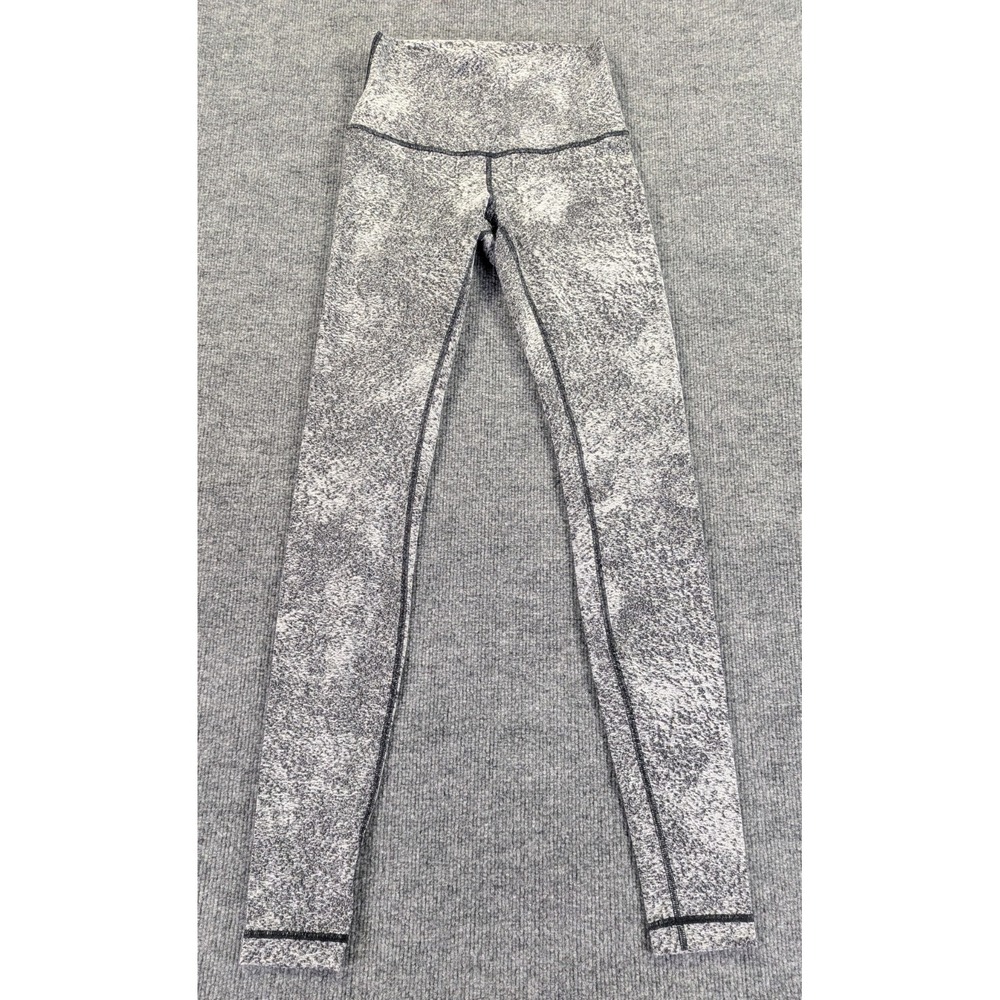 Lululemon Wunder Under Hi-Rise Leggings‎ Women's Sz 6 Jacquard Spray Black White